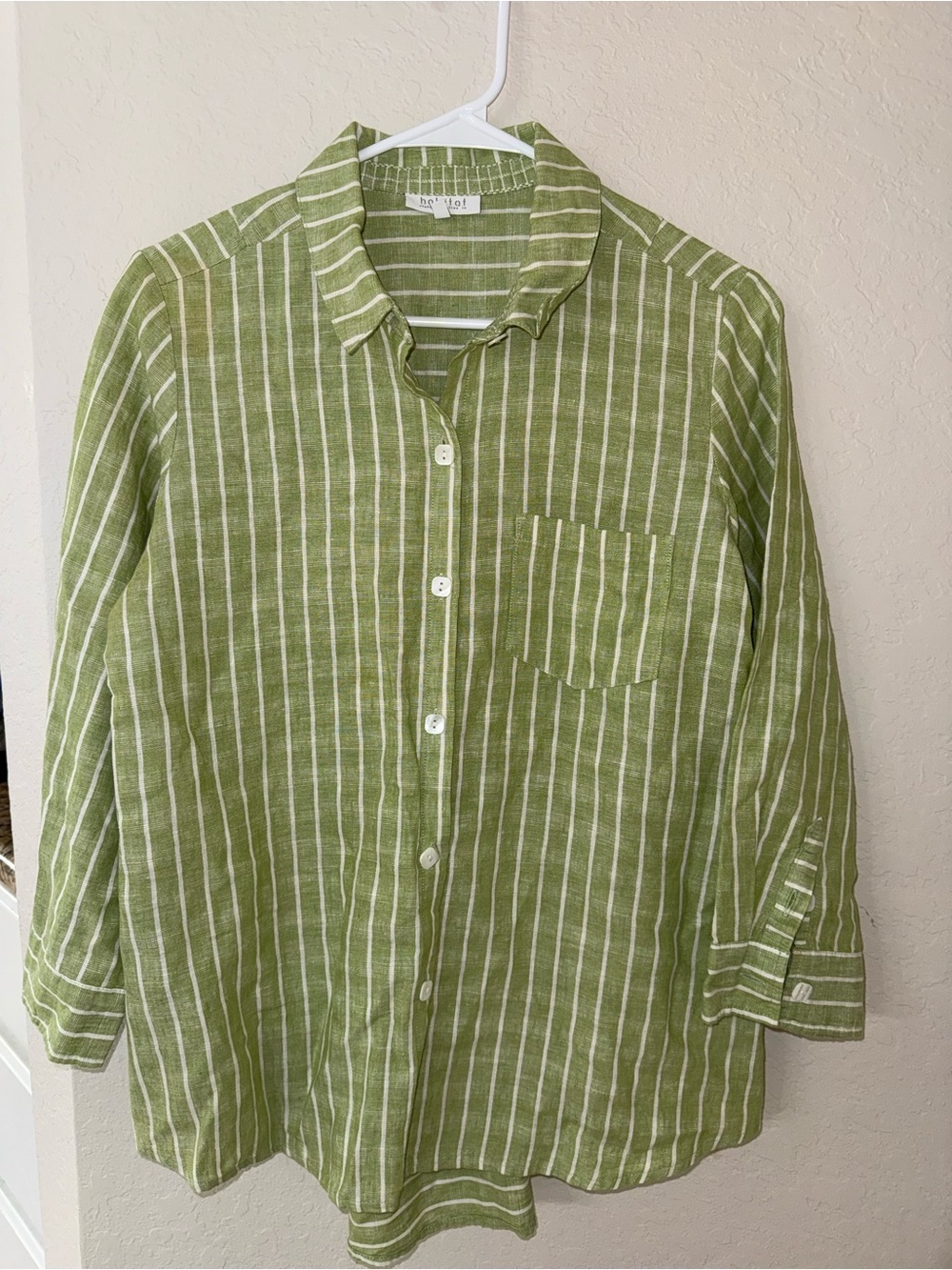 Habitat Clothes to Live In Green Striped Button Down Shirt XS